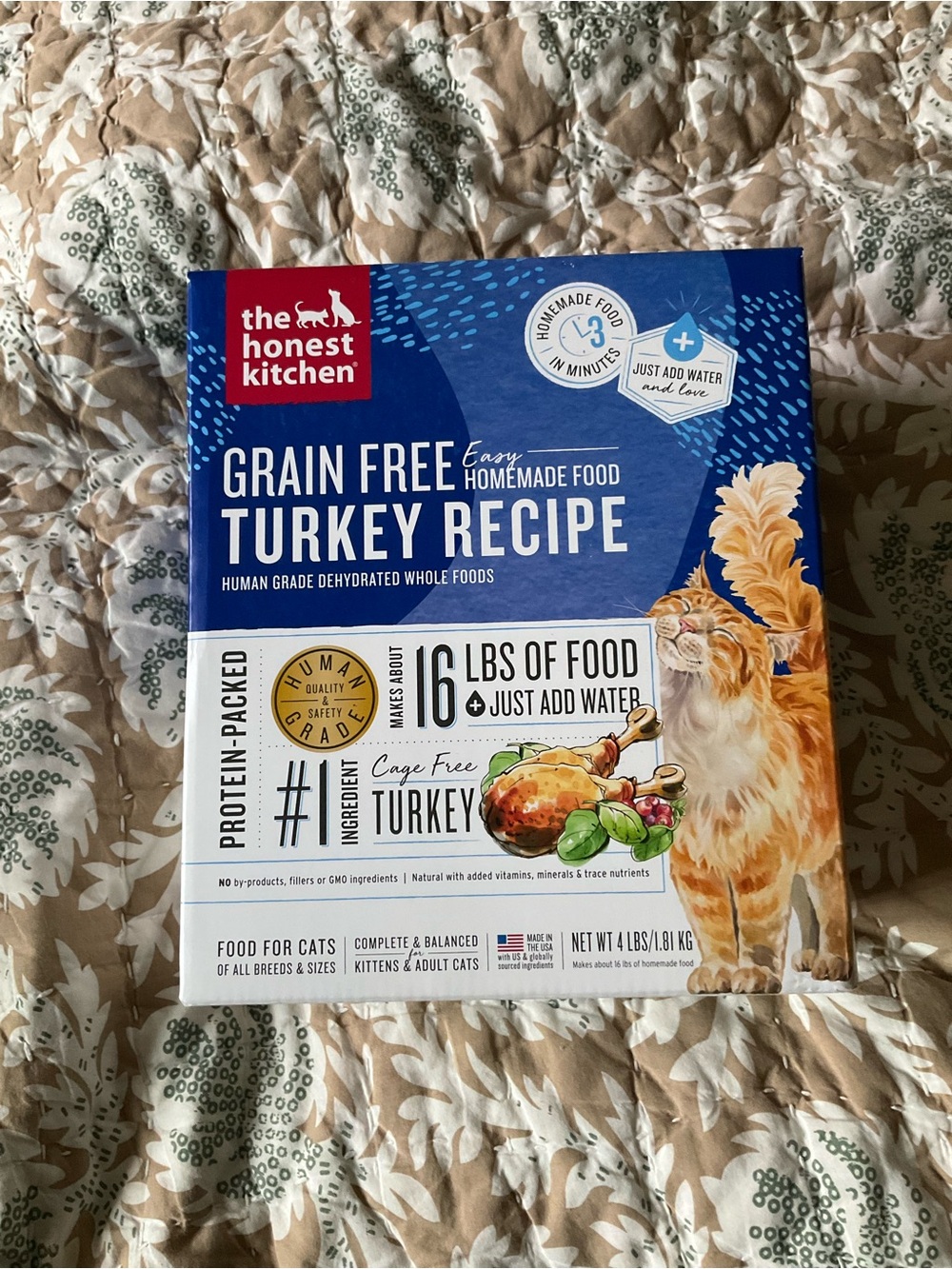 Grain Free Turkey Recipe Cat Food - dehydrated raw, 4 pound box